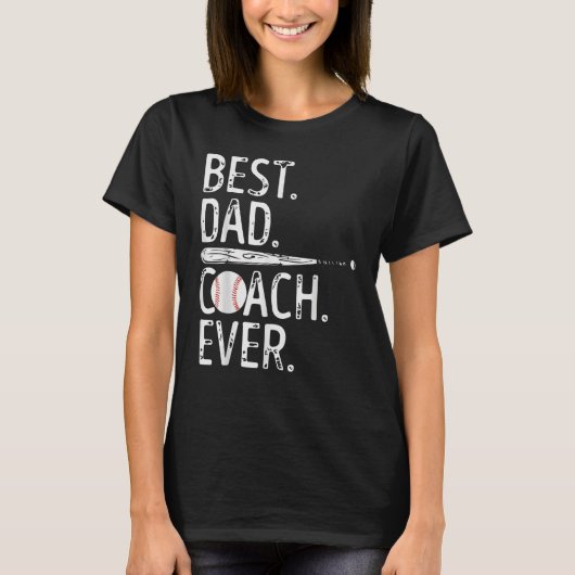 Mens Best Dad Coach Ever Baseball Patriotic For Fa T-Shirt (Vorderseite)