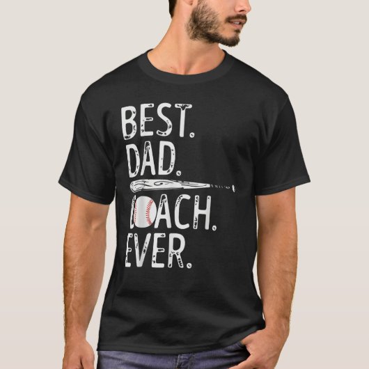 Mens Best Dad Coach Ever Baseball Patriotic For Fa T-Shirt (Vorderseite)