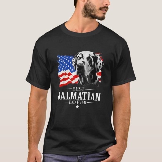 Mens Best Dalmatian Dad Ever American Flag Father  T-Shirt (Vorderseite)