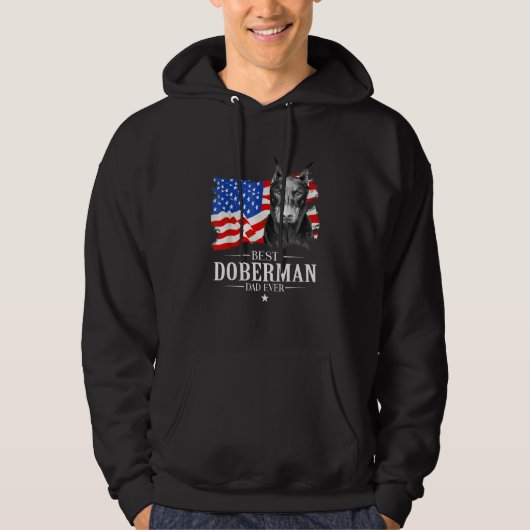 Mens Best Doberman Dad Ever American Flag Father s Hoodie (Vorderseite)