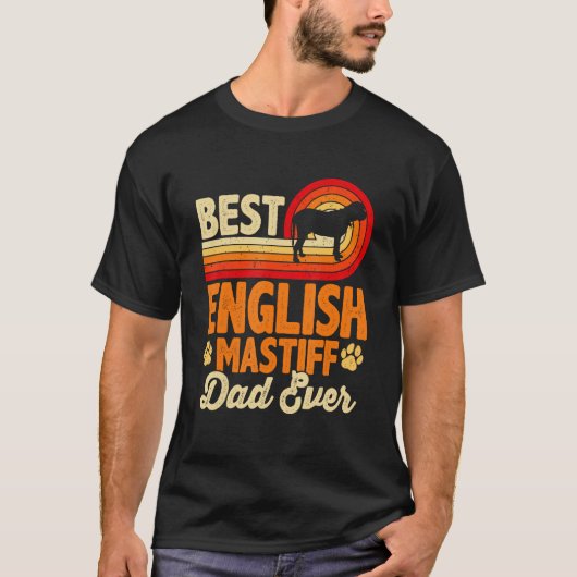 Mens Best Dog Dad Ever English Mastiff Retro Vinta T-Shirt (Vorderseite)