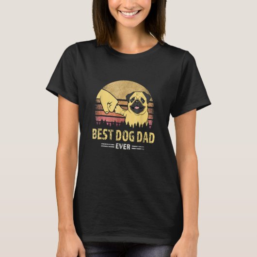 Mens Best Dog Dad Ever Pug Retro Design Proud Vint T-Shirt (Vorderseite)