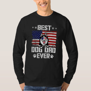 Mens Best Dog Vater je Sibirien Husky American Fla T-Shirt
