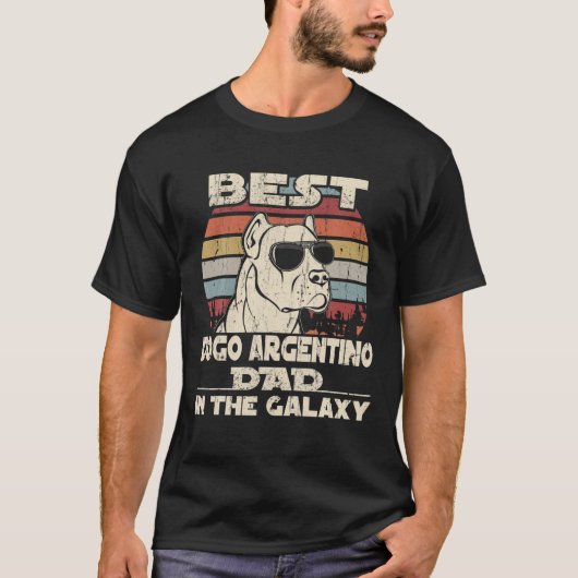 Mens Best Dogo Argentino Vater in der Galaxie Vint T-Shirt (Vorderseite)