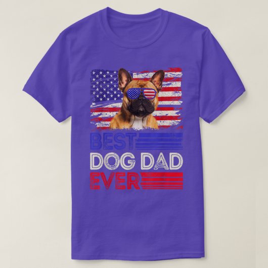 Mens Best French Bulldog Vater Ever American Flag T-Shirt (Design vorne)