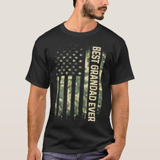 Mens Best Grandad Ever Camo American Flag Father's T-Shirt (Vorderseite)