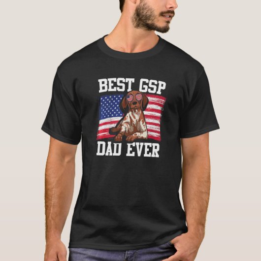 Mens Best GSP Dad Ever US Flag German Shorthaired  T-Shirt (Vorderseite)