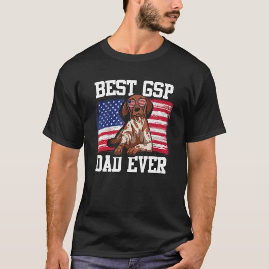 Mens Best GSP Dad Ever US Flag German Shorthaired T-Shirt (Vorderseite)