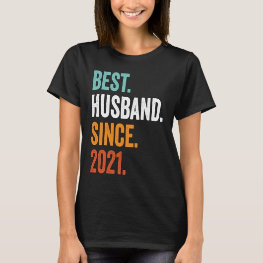 Mens Best Husband Since 2021 2nd wedding anniversa T-Shirt (Vorderseite)