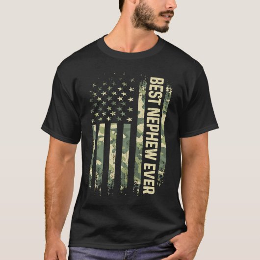 Mens Best Nephew Ever Camo American Flag Father's T-Shirt (Vorderseite)