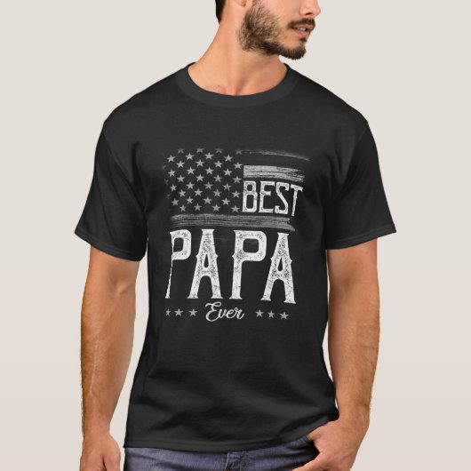 Mens Best Papa Ever American Flag Grandpa-Geschenk T-Shirt (Vorderseite)