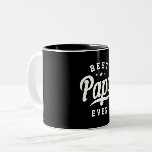 Mens Best Papa Ever - Funny Vaters Day Zweifarbige Tasse (Vorderseite Links)