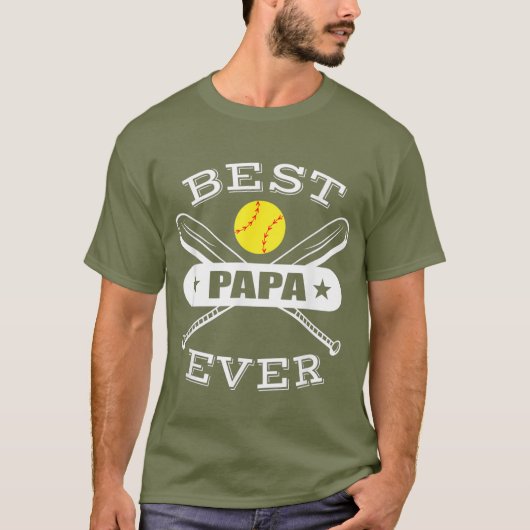 Mens Best Papa Ever Geschenk für Softball Opa T-Shirt (Vorderseite)