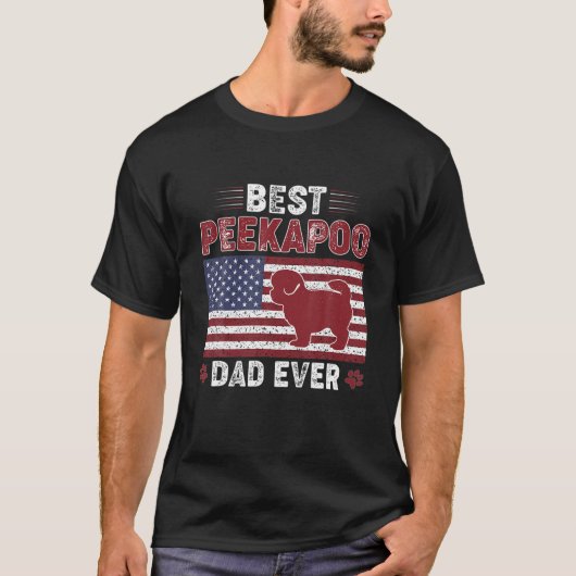 Mens Best Peekapodad je American Flag Hund Vater T-Shirt (Vorderseite)