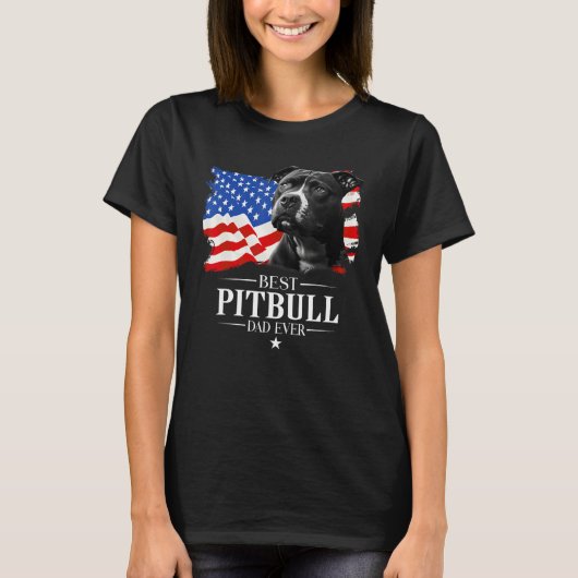 Mens Best Pitbull Dad Ever American Flag Father s T-Shirt (Vorderseite)