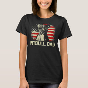Mens Best Pitbull Vater je US Flag Vintager Vater T-Shirt