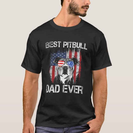 Mens Best Pitbull Vater jemals American Flag Pitbu T-Shirt (Vorderseite)