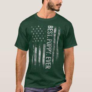 Mens Best Poppy Dad Ever Vintage American Flag Fat T-Shirt