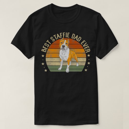 Mens Best Staffie Vater je Retro Staffordshire Bul T-Shirt (Design vorne)