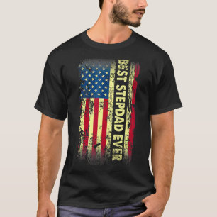 Mens Best Stepdad je Fathers Day US American Fl T-Shirt