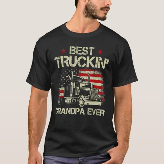Mens Best Trucking Opa je amerikanische Flagge Big T-Shirt (Vorderseite)