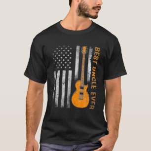 Mens Best Uncle Ever American Flag Guitar Christma T-Shirt