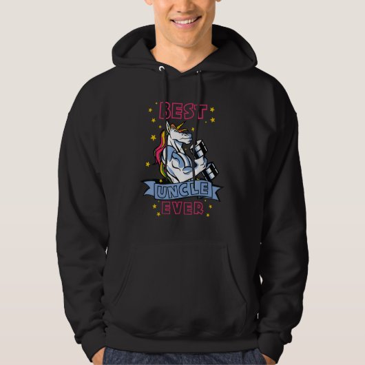 Mens Best Uncle Ever Bodybuilder Uncle Unicorn Unc Hoodie (Vorderseite)
