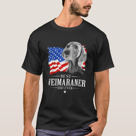 Mens Best Weimaraner Dad Ever American Flag Father T-Shirt (Vorderseite)