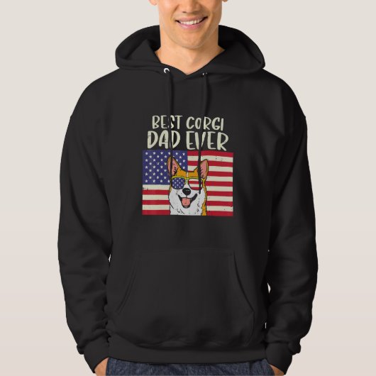 Mens Best Welsh Corgi Dad Ever Us Flag Patriotic P Hoodie (Vorderseite)