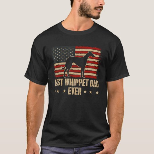 Mens Best Whippet Dad Ever Dog American Flag T-Shirt (Vorderseite)