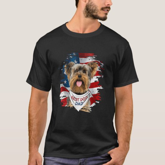 Mens Best Yorkshire Terrier Dad Ever American Flag T-Shirt (Vorderseite)