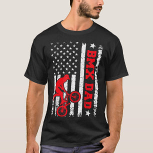 Mens Bike Rider Vintag American Flag BMX Vater Fat T-Shirt