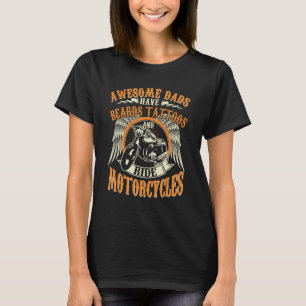 Mens Biker Vater Tattoos Väter mit Bärenfahrt Moto T-Shirt