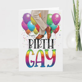 Mens Birth GAY African American Rainbow Birthday Karte
