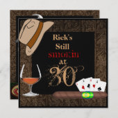MENS Birthday Cigars, Poker FEDORA HAT INVITATIONE Einladung (Vorne/Hinten)