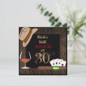 MENS Birthday Cigars, Poker FEDORA HAT INVITATIONE Einladung (Stehend Vorderseite)