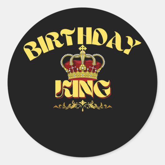 Mens BIRTHDAY KING Crown Runder Aufkleber (Vorderseite)