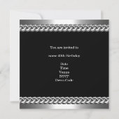Mens Birthday Party Metal Chrome Black Silver 40. Einladung (Rückseite)