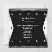 Mens Birthday Party Silver Metal Black Mans Einladung (Rückseite)