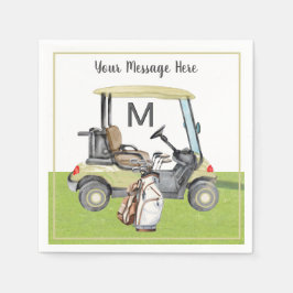 Men's Birthday Retirement Golf Theme Monogram Serviette