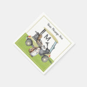 Men's Birthday Retirement Golf Theme Monogram Serviette (Ecke)