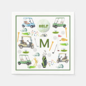 Men's Birthday Retirement Golf Theme Monogram Serviette (Vorderseite)