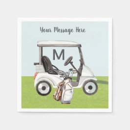 Men's Birthday Retirement Golf Theme Monogram Serviette