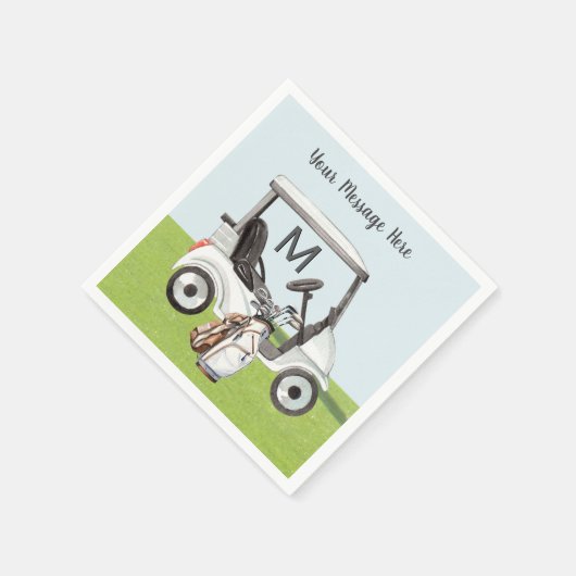 Men's Birthday Retirement Golf Theme Monogram Serviette (Ecke)