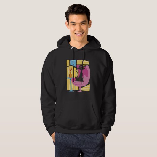 Men's Black Cat Abstract Hoodie (Vorne ganz)