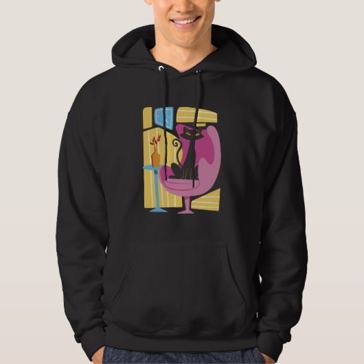 Men's Black Cat Abstract  Hoodie (Vorderseite)