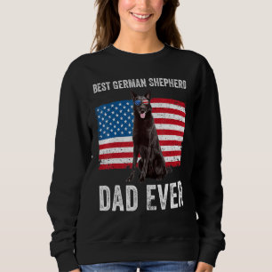 Mens Black German Shepherd Vater American Flag Dog Sweatshirt