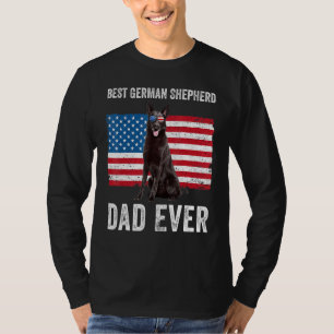 Mens Black German Shepherd Vater American Flag Dog T-Shirt