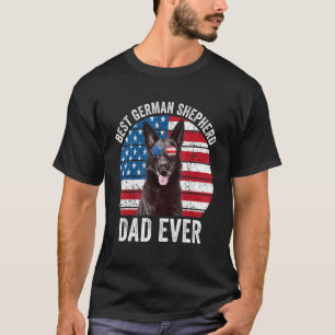 Mens Black German Shepherd Vater American Flag Gsd T-Shirt