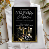 Mens Black Gold Ausgeklügeltes Hochformat Geburtst Einladung